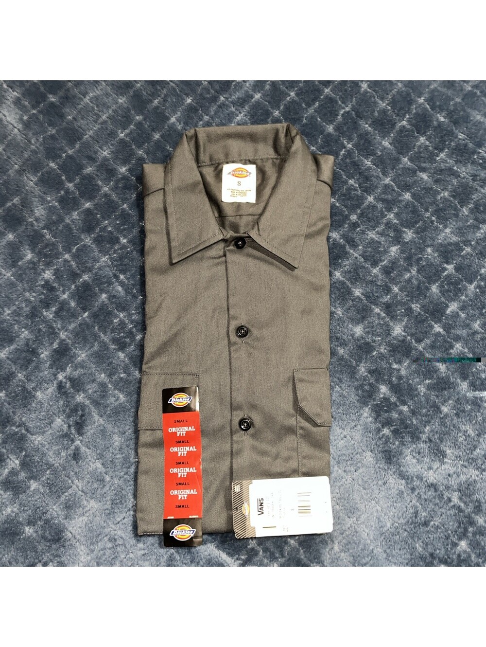 NWT Dickies Men Sz S Casual Charcoal Original Fit Button Work S/S Shirt 1574